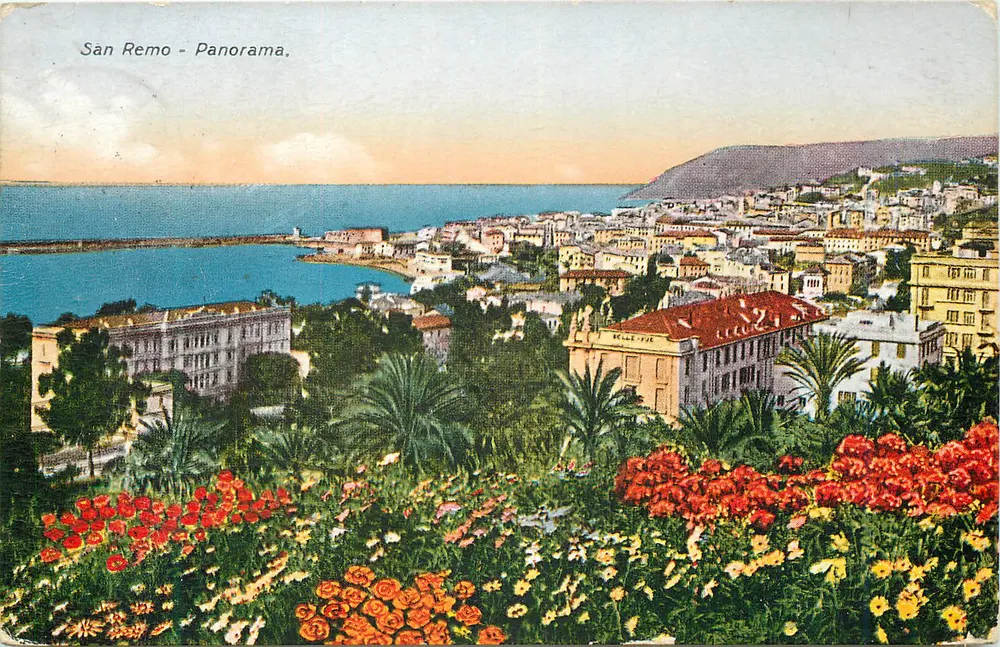 San Remo - Panorama — vista panorâmica da cidade e do porto — editor Esare Capello, Milão - Frente