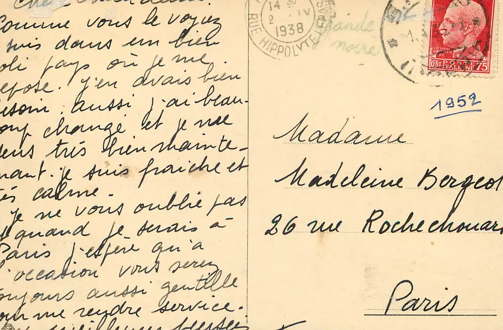 Vue de la ville de Nice — Hôtel de luxe et villas sur la colline — Éditeur : IMPRIMERIE DE LA POSTE - Verso