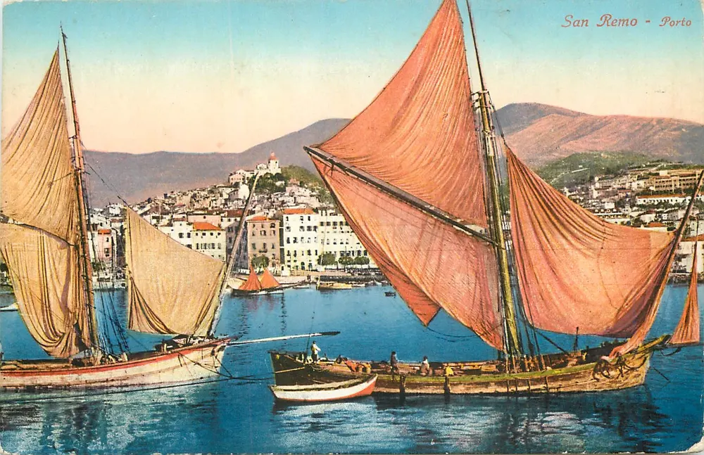 San Remo - Porto — vista portuária com barcos a vela — Edif. Brunner & C. - Como, n° 21749 - Frente