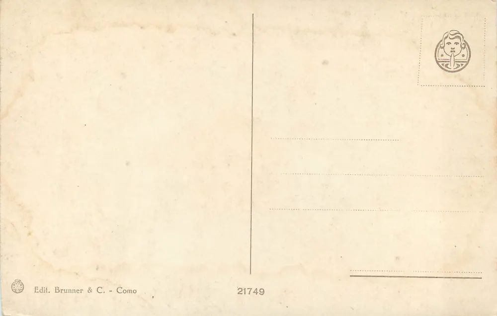 San Remo - Porto — vista portuária com barcos a vela — Edif. Brunner & C. - Como, n° 21749 - Verso