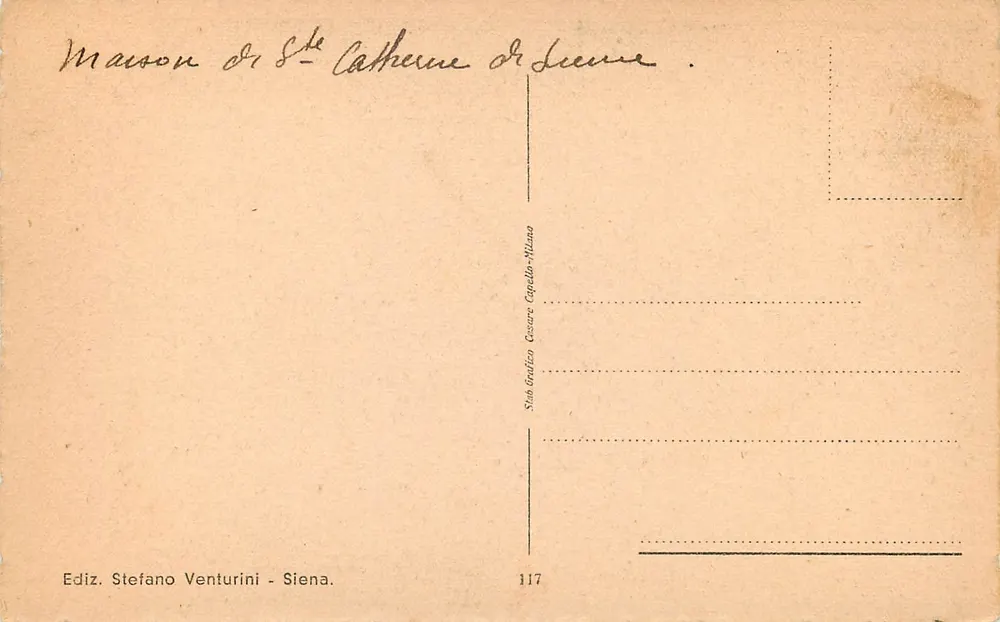 Siena - Huis en kerk van S. Caterina — Uitgave Stefano Venturini, n°117 - Achterkant