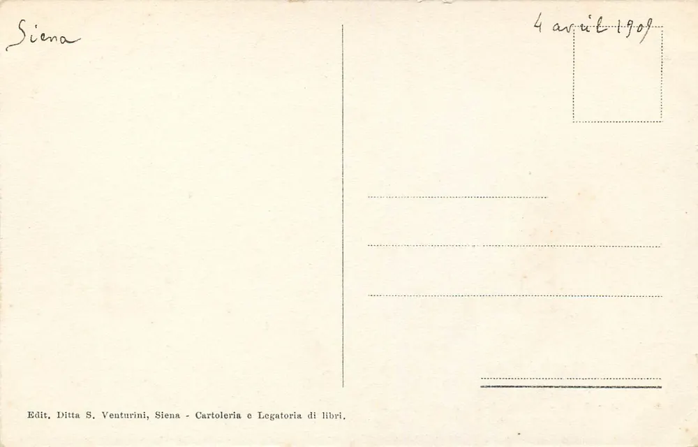 Siena - Palazzo Bandini Piccolomini — Die Rückseite — Ditta S. Venturini, n° 609 - Rückseite