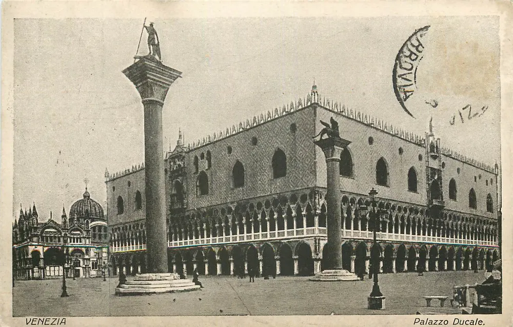 Piazza San Marco — Palazzo Ducale i Kolumna Wolności — Wydawca G. C. G. Milan - Awers