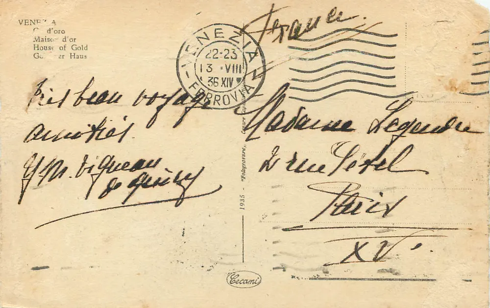 Veneza — Palácio dos Doges — gôndola — editor Cecami - Verso