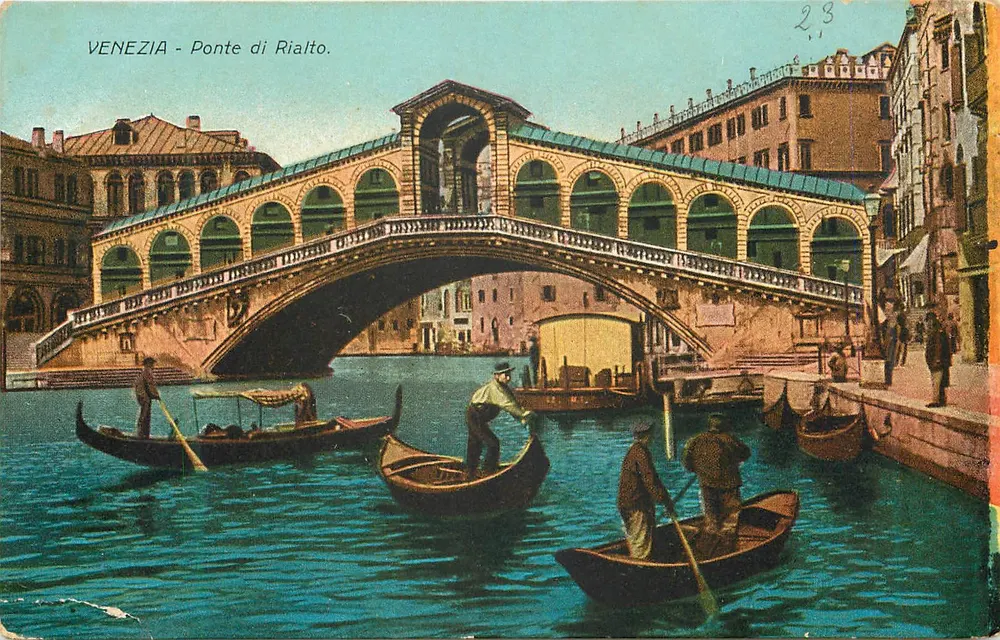 Veneza - Ponte di Rialto — vista colorida — editor Esare Capello, Milão - Frente
