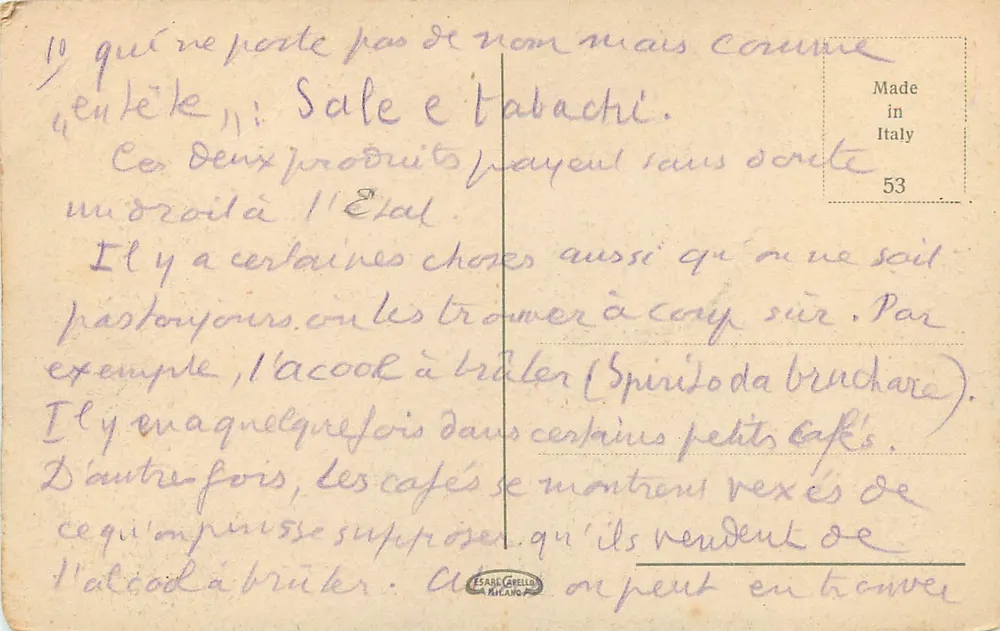 Venedig - Bahnhof — Ansicht der Flussbahnstation mit Gondeln — Verlag Esabè Grellò, Mailand - Rückseite