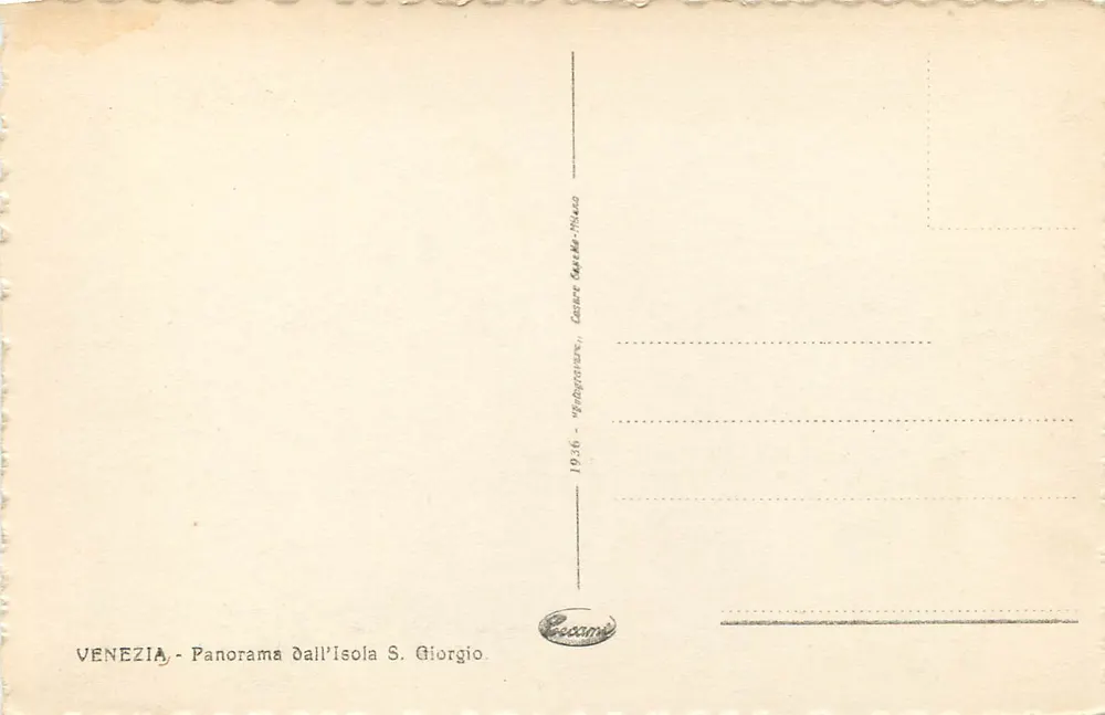 Venedig - Panorama von der Insel Saint-Georges — Verlag Cescamé, Seriennummer nicht sichtbar - Rückseite