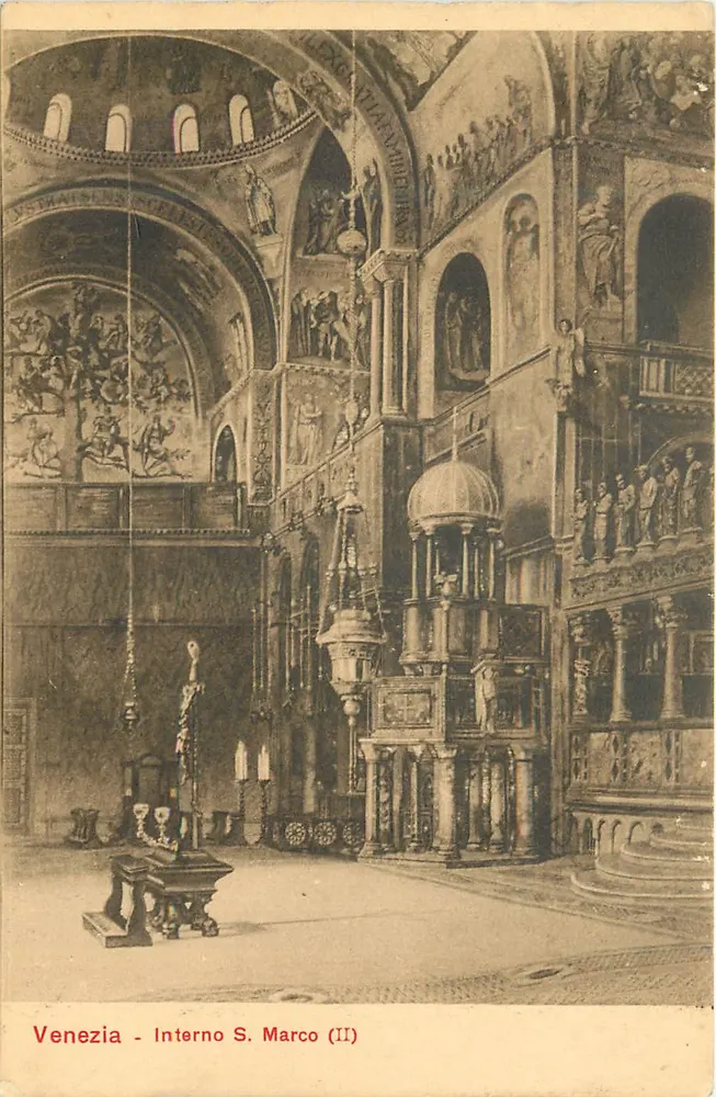 Veneza - Interno S. Marco (II) — vista interna da basílica, editor Collezione Ongania - Frente
