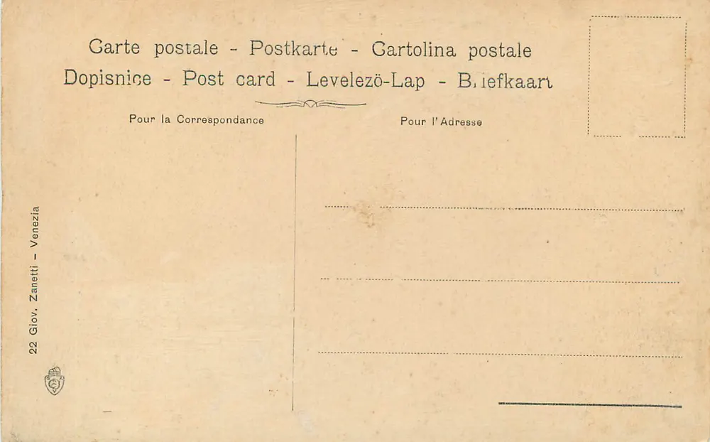 Venezia - Palazzo Ducale - Ponte della Paglia e Prigioni — Giov. Zanetti, n°22 - Verso