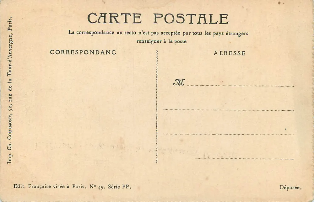 In Italië — De Gondola — Imp. Ch. Courmont, Parijs - Achterkant