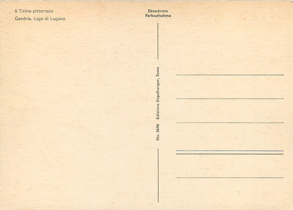 Gandria — Lago de Lugano — Edição Engelberger, n° 5696 - Verso