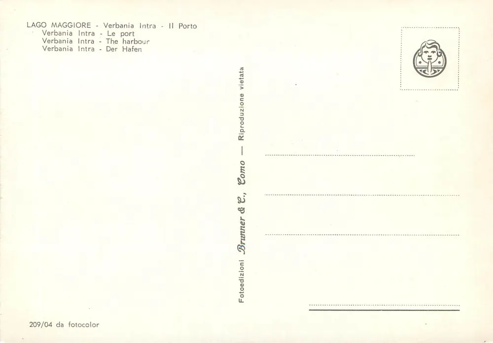 Lago Maggiore - Verbania Intra - O Porto — Brunner & C., Como n° 209/04 - Verso