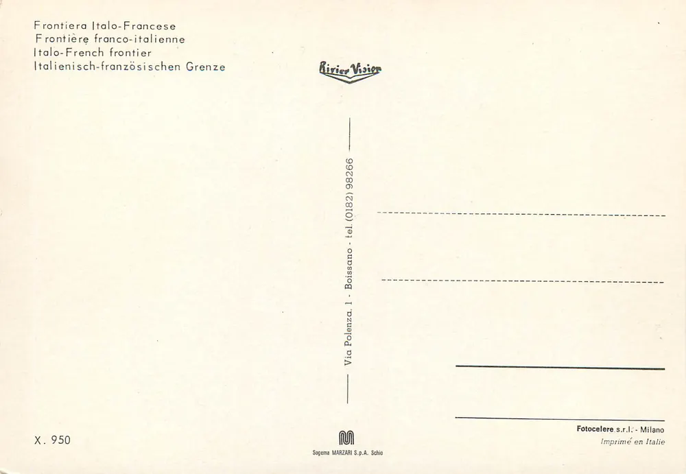 Fronteira italiana-francesa — Rivier Vision — n° X.950 - Verso