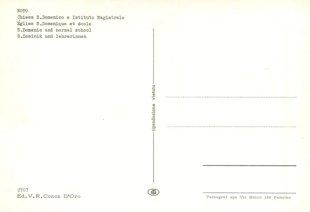 Kerk van Sint-Dominicus — Normaalschool — Ed. V.R. Conca D'Oro n°2707 - Achterkant