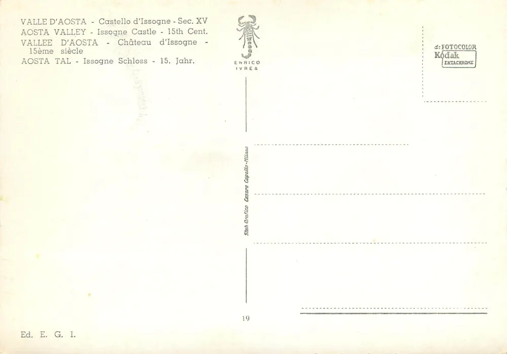 Castelo de Issogne — Vale d'Aosta — Século XV — Éd. E. G. I. - Verso
