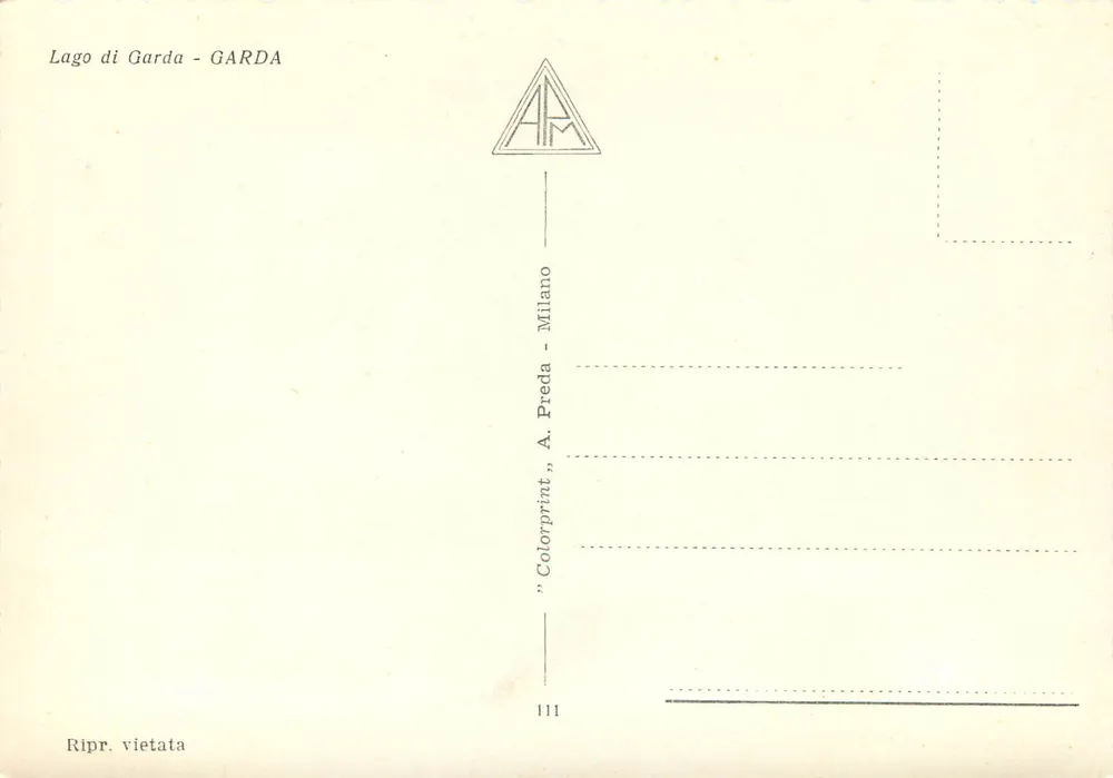 Lago di Garda — vista panorâmica — A. Preda, Milano, n° 111 - Verso