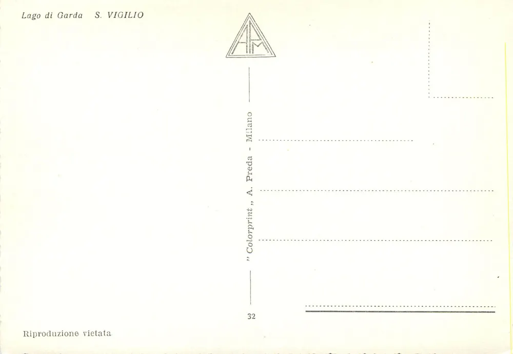 Lago di Garda - S. Vigilio — editor A. Preda, Milão, n° 32 - Verso