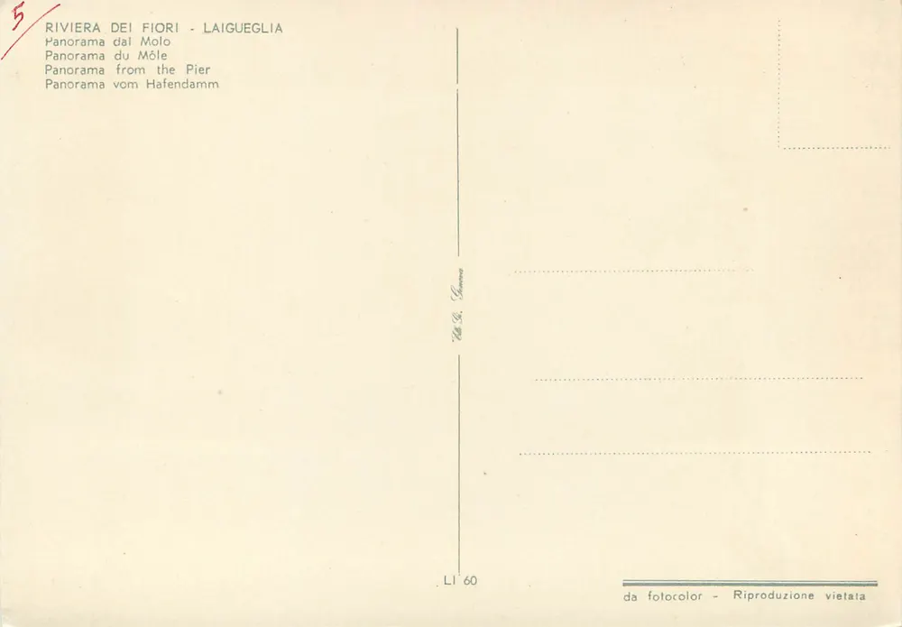 Laigueglia — Riviera der Blumen — Verlag Li' 60 - Rückseite