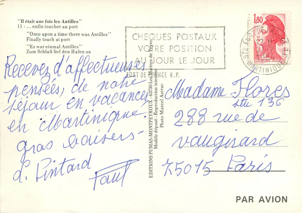 Porto de Fort-de-France — Antilhas Francesas — Edições Pumas Montpeyroux - Verso