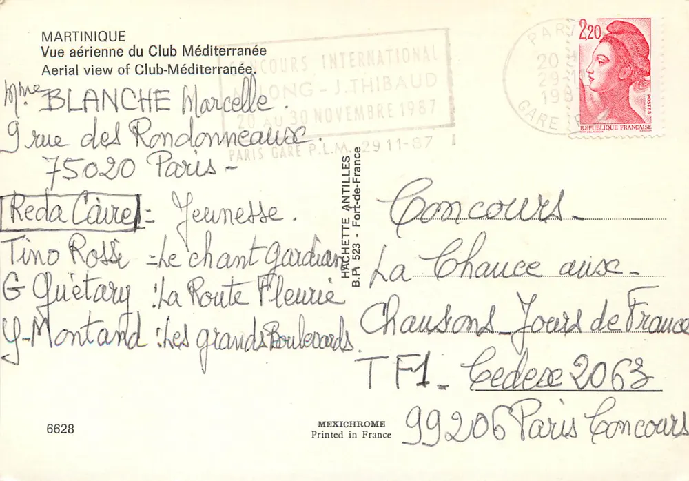 Luftbild des Club-Méditerranée — Martinique — Verlag IRIS, Nr. 6628 - Rückseite