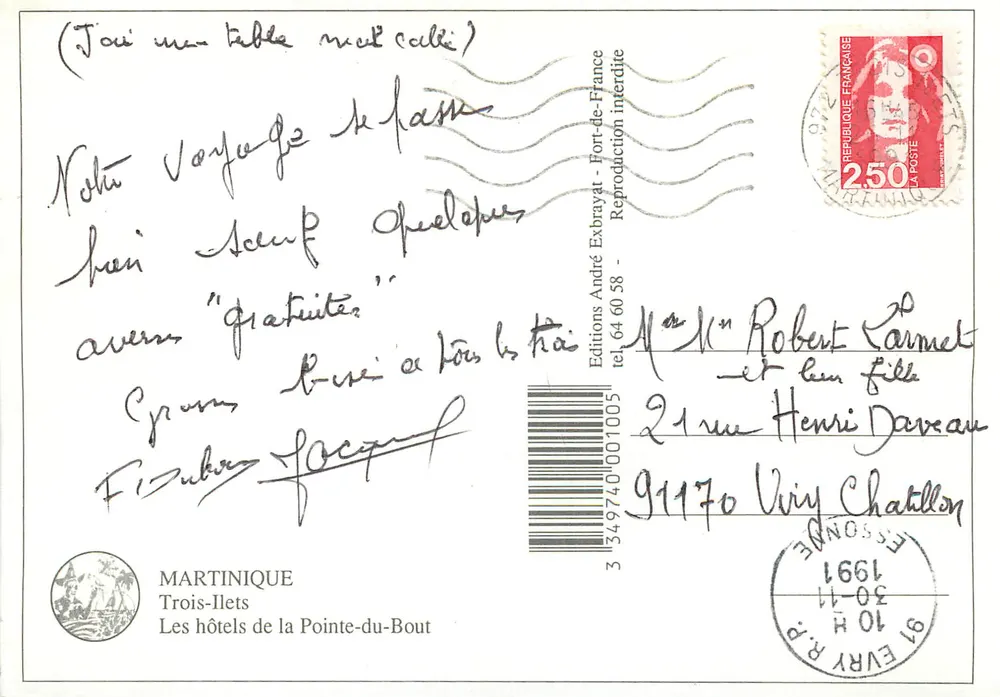 Trois-Ilets, Pointe du Bout — vue aérienne des hôtels et du port — Éditions André Exbrayat - Verso