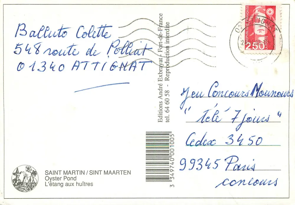 Oyster Pond — Saint Martin, Saint Maarten — Éditions André Exbrayat - Rückseite