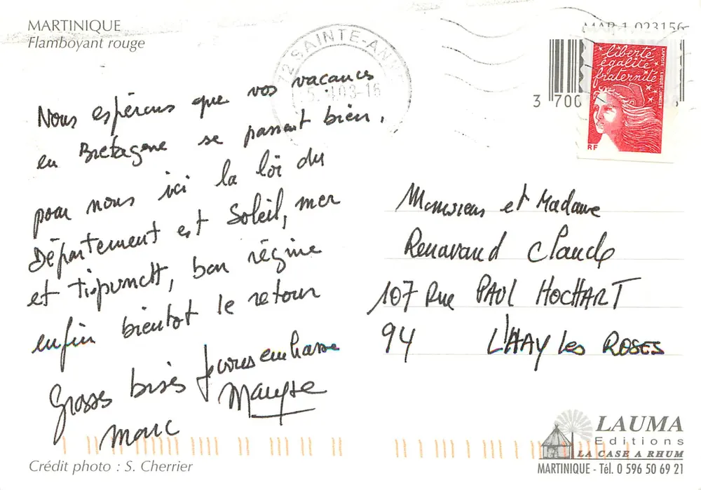 Martinique — Flamboyant — Edições La Case à Rhum - Verso