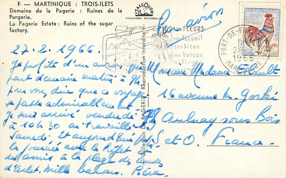 Martinique : Trois-Ilets — Ruines de la Pâgerie — Éditeur Italcolor - Verso