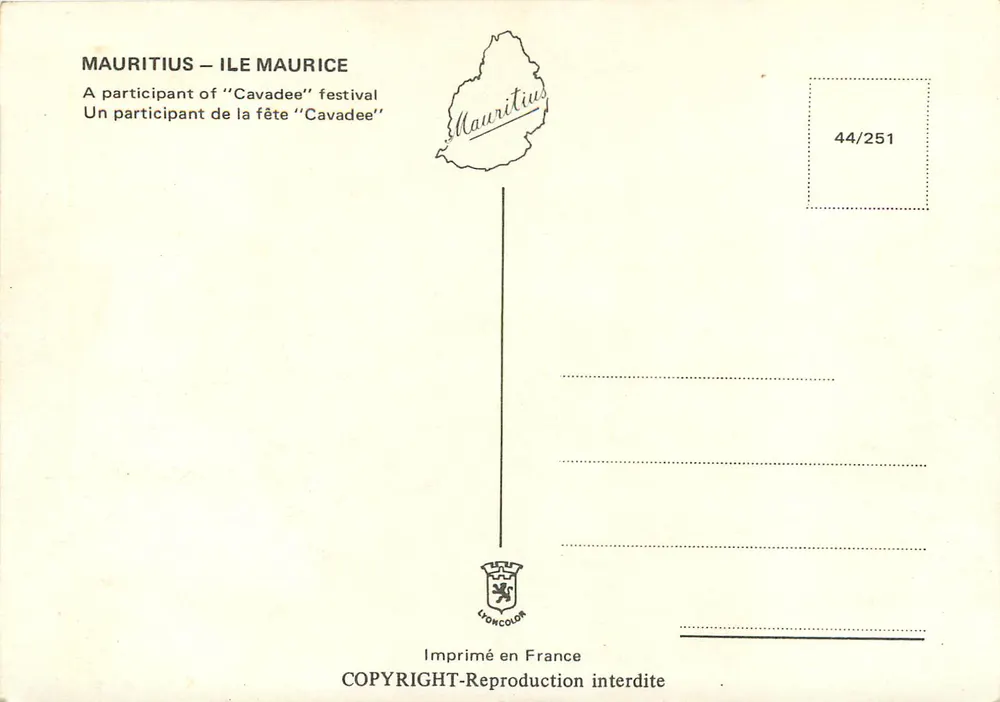 Teilnehmer der 'Cavadee'-Feier — Mauricie — Serie 44/251 - Rückseite