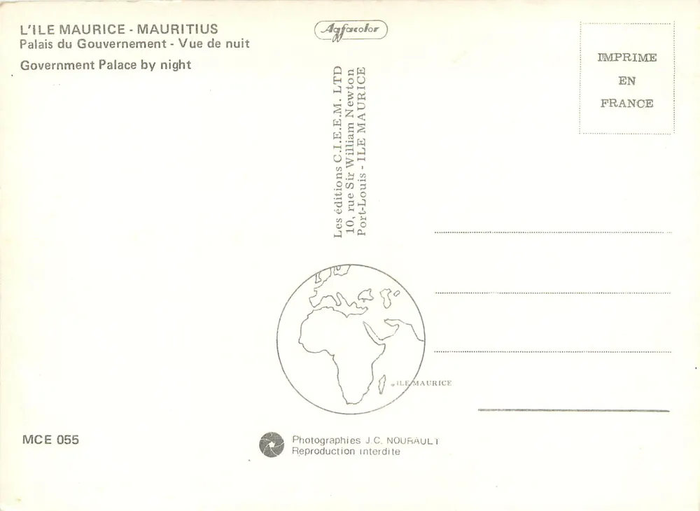 Palast des Regierung — Nachtsicht — Les éditions C.I.E.M. LTD - Rückseite