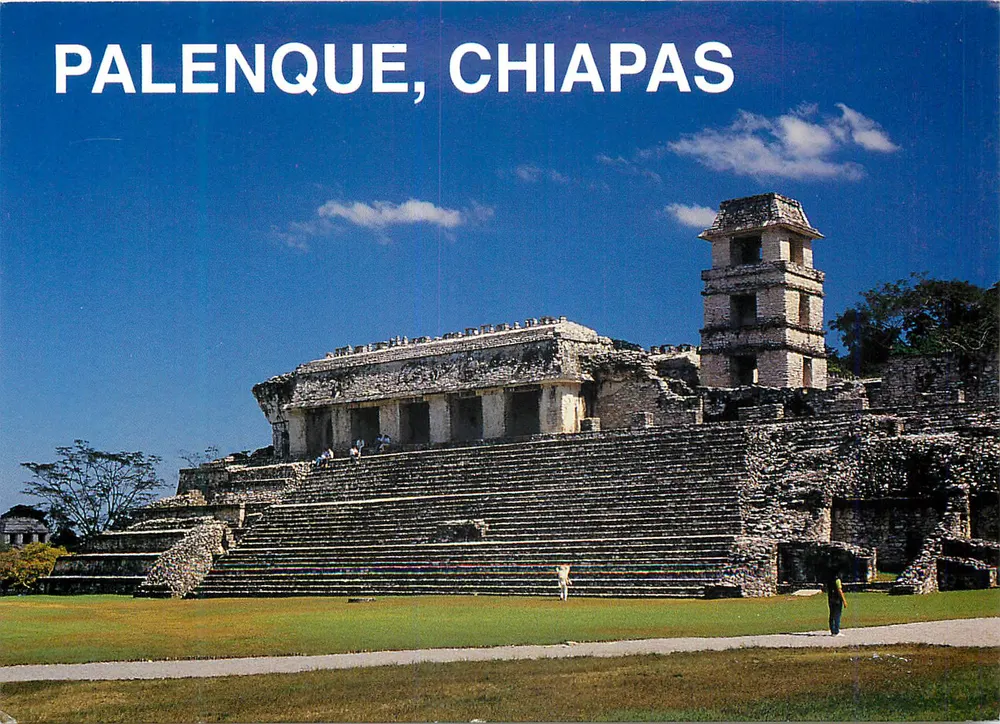 Palenque, Chiapas — Maya-Ruinen — Ansichtskarte 'Vistacolor' von Vicente Kramsky - Vorderseite