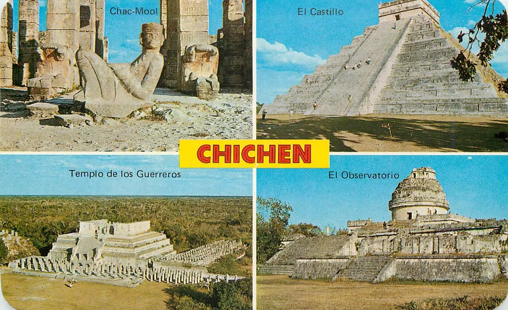Chichén Itzá — Chac-Mool, El Castillo, Tempel der Krieger, El Observatorio — Distribuidora Turística de Chichén Itzá - Vorderseite