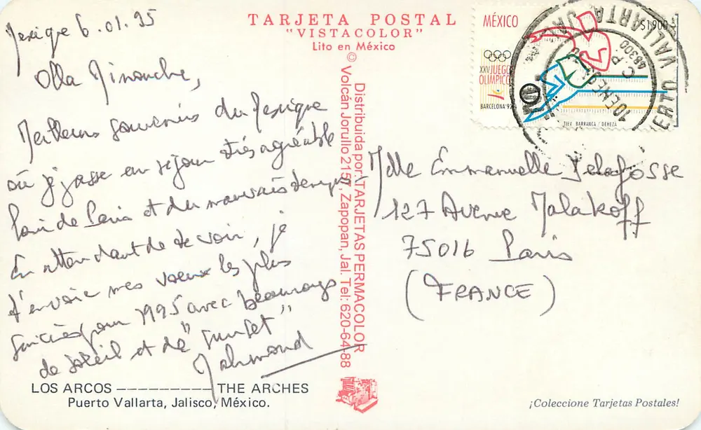 Les Arches — Puerto Vallarta, Jalisco, Mexiko — POSTAL CARD "VISTACOLOR" - Rückseite