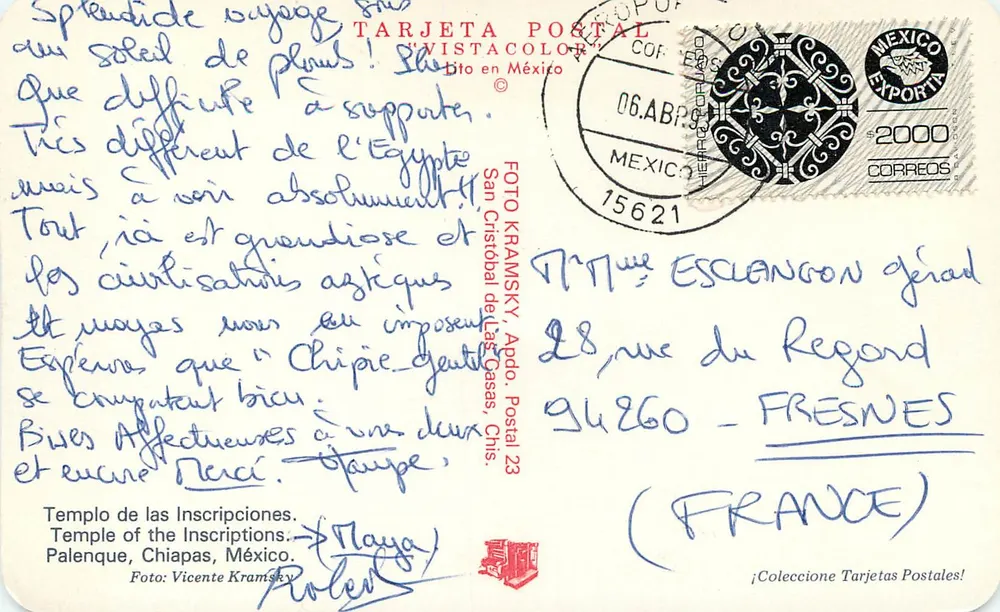 Tempel der Inschriften — Palenque, Chiapas, Mexiko — VISTACOLOR POSTKARTE - Rückseite