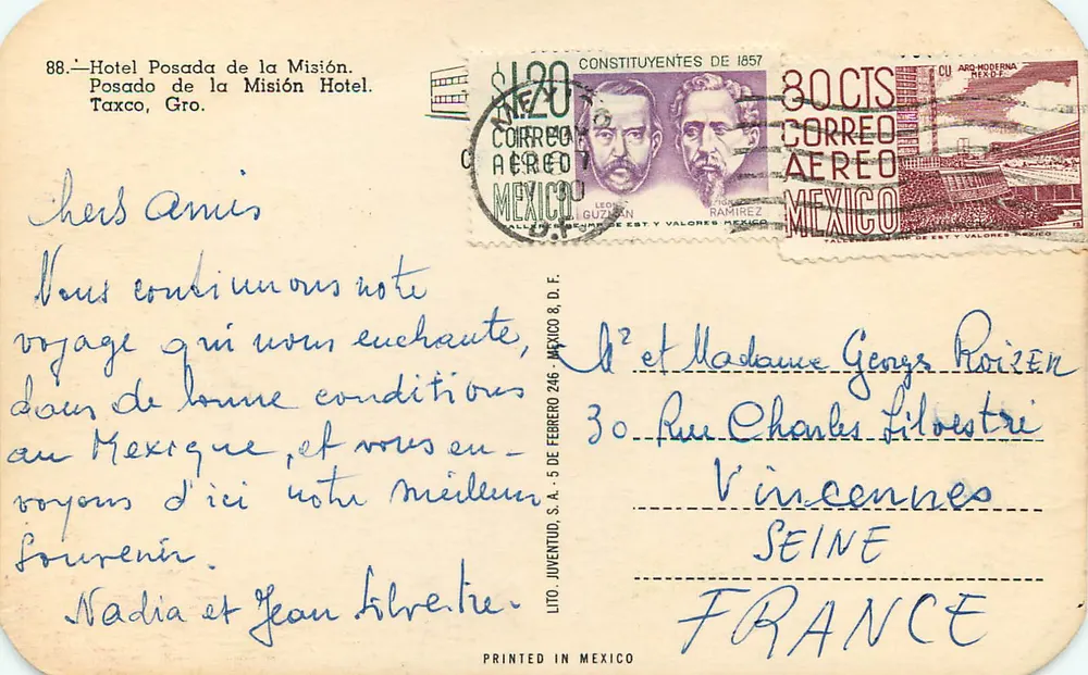Hotel Posada de la Misión — Taxco, Gro. — Lito. Juventud, S.A. — n°88 - Verso