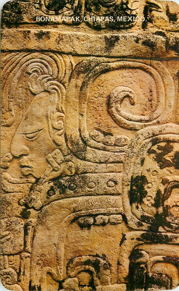 Bonampak, Chiapas, Mexiko — Detail der Stela I — Foto von Vicente Kramsky - Vorderseite