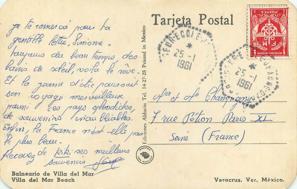 Balneario de Villa del Mar — praia de Villa del Mar — Éditions Alducin, México - Verso