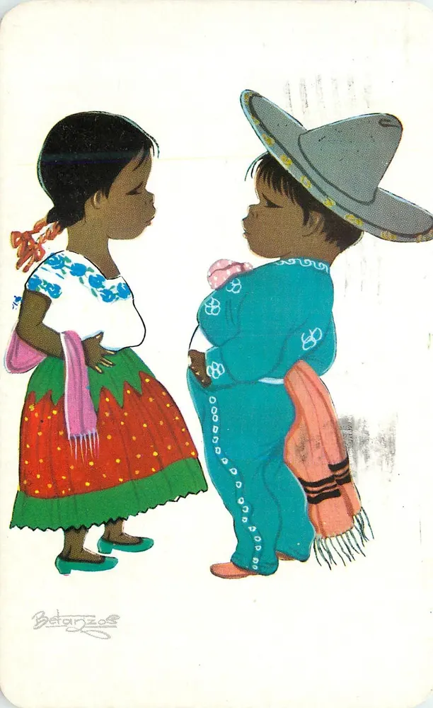 Crianças mexicanas em traje tradicional — Botanzos — editor Andex Asociados, série Vistacolor - Frente