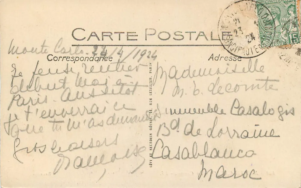 Monte-Carlo - O Casino — Selecta, n° 180 - Verso