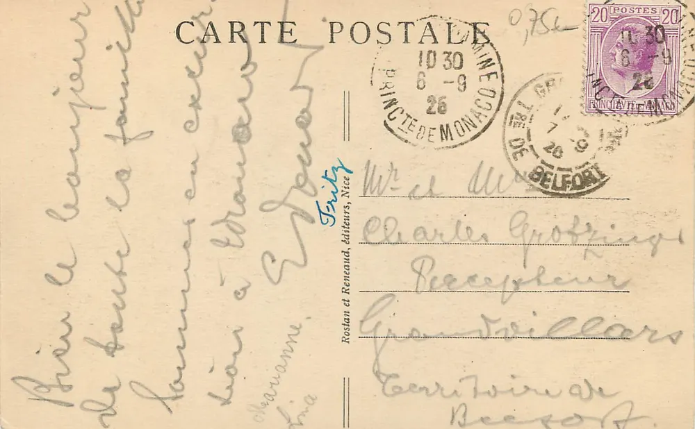 Monte-Carlo — A Fazenda do Casino (Fachada Sul) — Roslan et Reneaud, editores - Verso