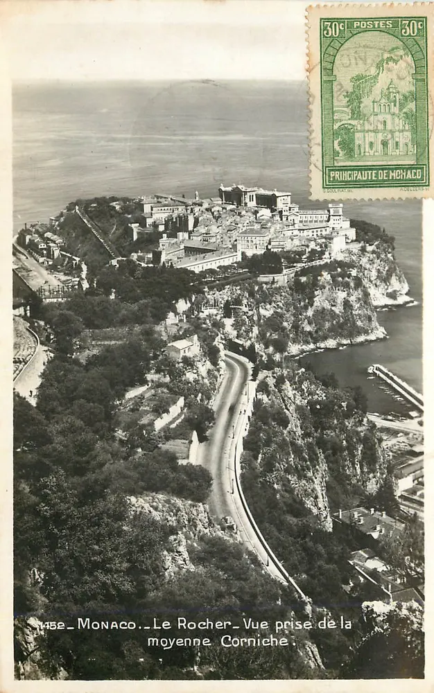 Mônaco - O Rocher - Vista tirada da Corniche média — Edição La Cigogne, n° 1452 - Frente