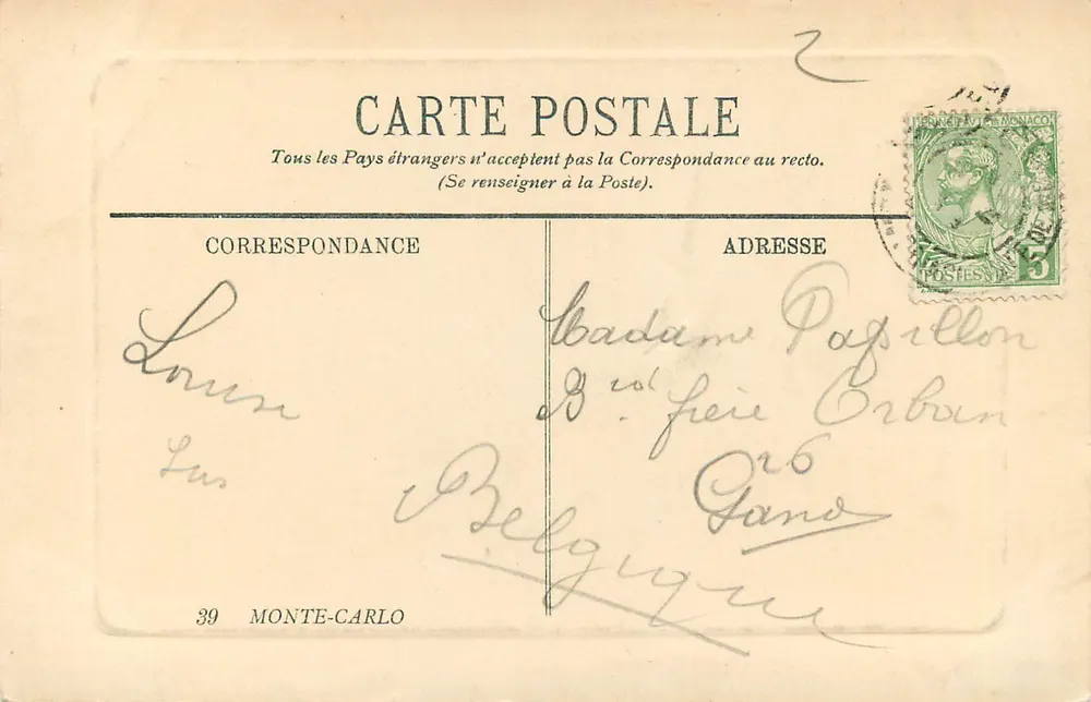 O Casino — Monte-Carlo — Editor L.L. n°39 - Verso