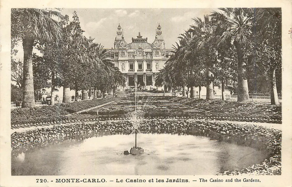 Monte-Carlo — Das Casino und die Gärten — J. Gilletta et Cie, Verlag-Fotograf, Nr. 720 - Vorderseite