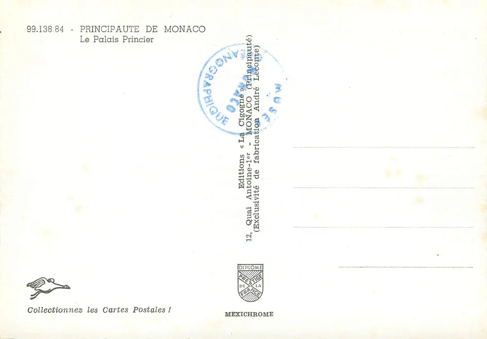 O Palácio Real — Mônaco — Edições Iris - Verso