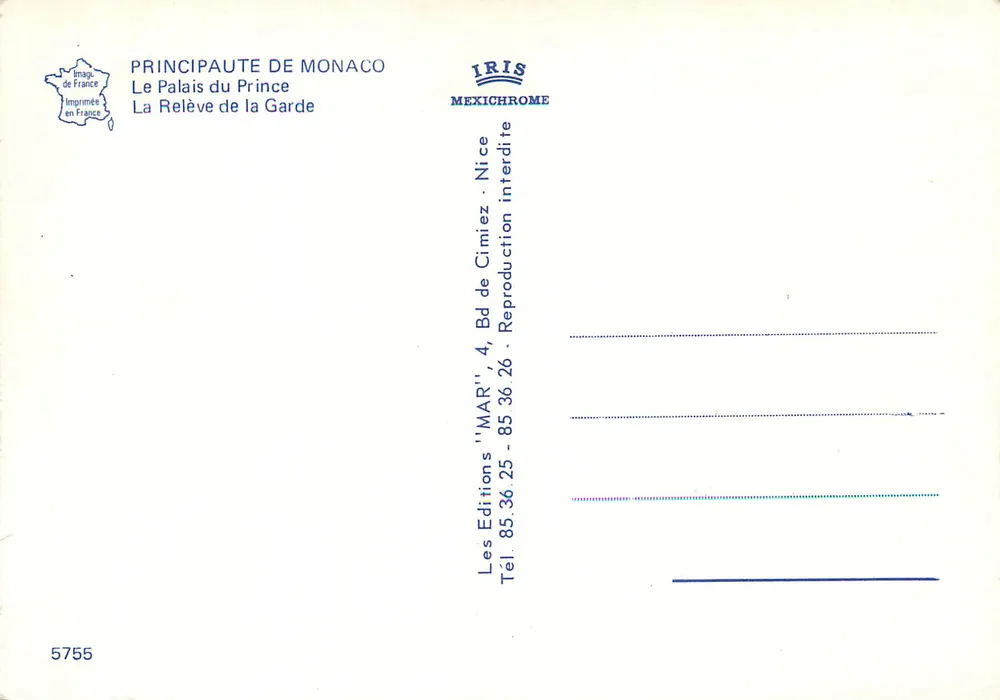 Wachablösung — Monaco — Éditions IRIS - Rückseite