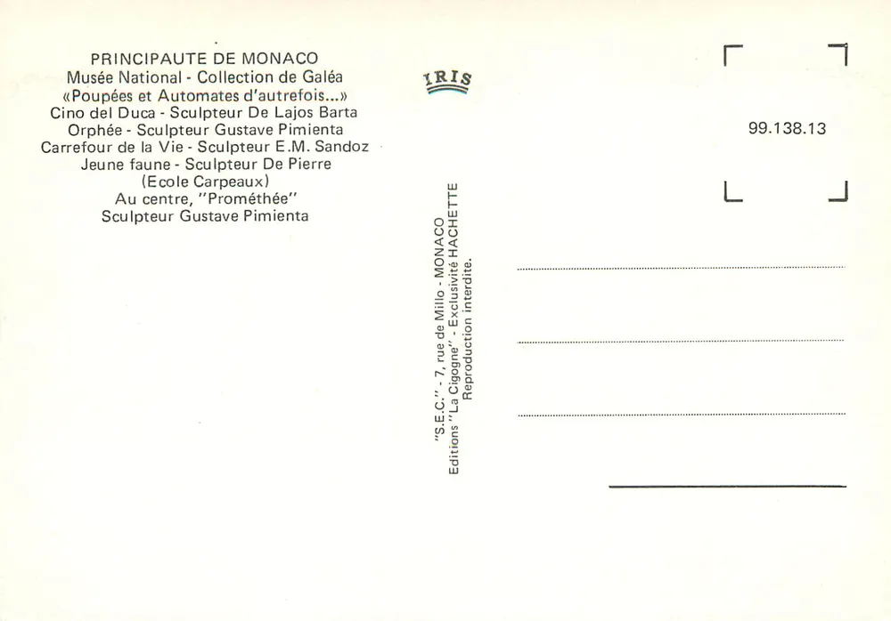 Nationalmuseum — Sammlung Galéa — Verlag IRIS - Rückseite