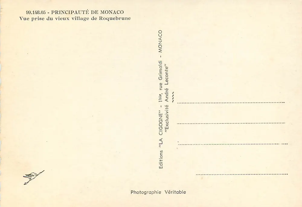 La Gigogne — Ansicht des alten Dorfes Roquebrune — Editions Véritable - Rückseite