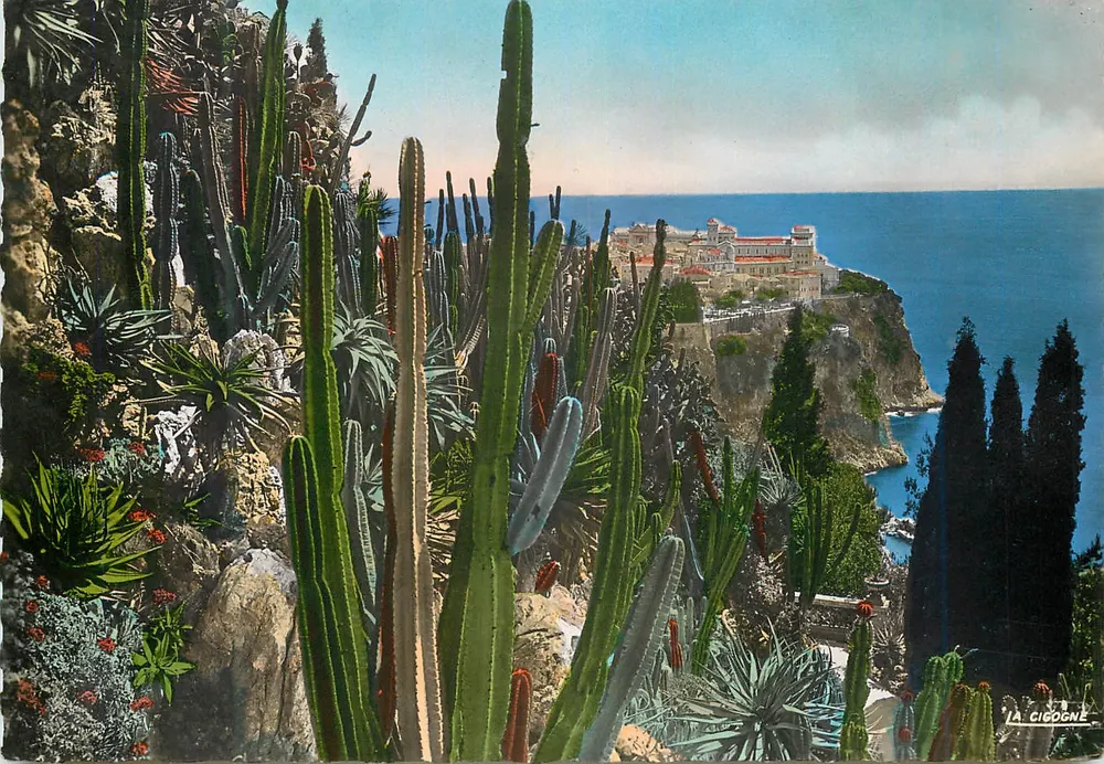 Monaco — Exotische Gärten — Blick auf den Felsen von Monaco — Editions LA CIGOGNE - Vorderseite