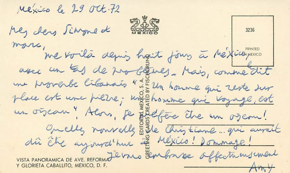 Avenida Reforma — Place de la Glorieta — Verlag Editorial México, S.A. n° 3236 - Rückseite