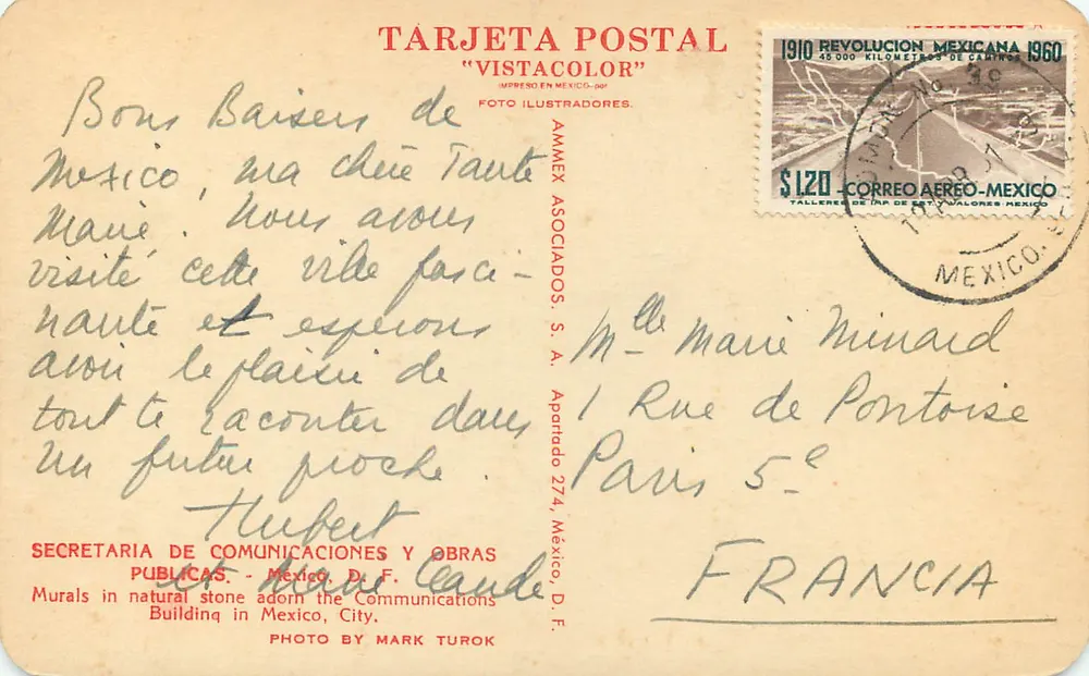 Muros em pedra natural — Editor AMMEX ASOCIADOS S.A. — Carta Postal 'Vistacolor' - Verso
